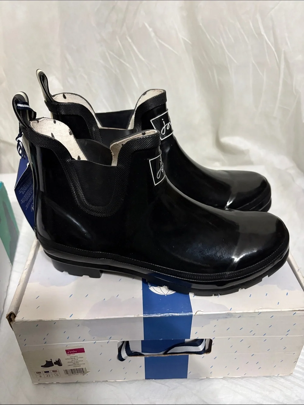 Joules Black Gloss Rain Boots size US 10 NWT